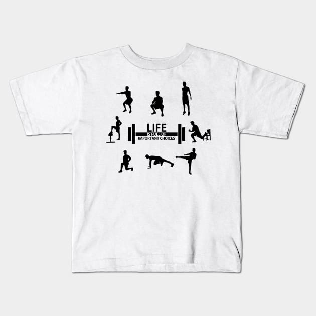 Important Choices Leg Day Kids T-Shirt by SillyShirts